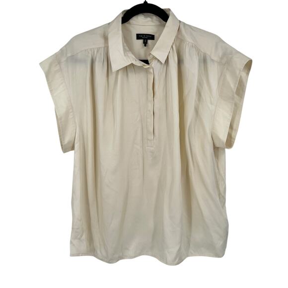 Rag & Bone top Robin silk blend blouse ivory size Medium M - Picture 2 of 7